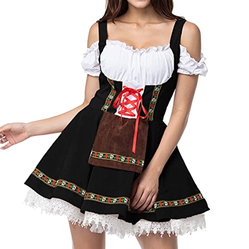 Mittelalterliches Damenkostüm mit Trompetenärmeln & Korsett, Irisches Festkleid für Renaissancefest Cosplay oder Halloween von Generisch