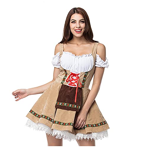 Mittelalterliches Damenkostüm mit Trompetenärmeln & Korsett, Irisches Festkleid für Renaissancefest Cosplay oder Halloween von Generisch
