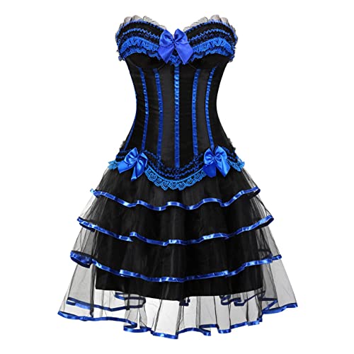 Mittelalterliches Herrenkostüm, Gürtel, Damenkleid, Boden, mittelalterlich, Damenlänge, Vintage, Gothic, Schmetterlingskostüm (Blau, XL) von Generisch
