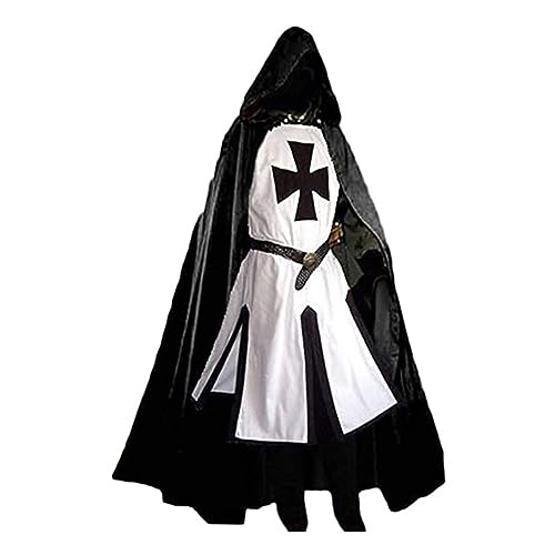 Mittelalterliches Kreuzritter-Tempel-Tunika-Kostüm, schwarzer Pestumhang, Cosplay, Oberteil für Kostümparty und Halloween Mittelalterliches Kreuzritter-Tempel-Tunika-Kostüm, schwarzer Pestumhang, Cosplay, Oberteil für Kostümparty und Halloween von Generisch