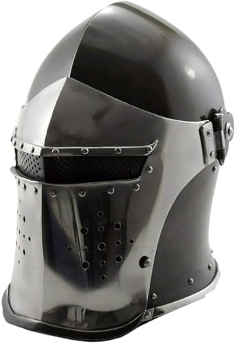 Mittelalterliches Visier Barbuta Helm Römer Ritter Kreuzritter Stahl Eisen Bascinet Helm Reenactors LARP Kopfpanzer Rollenspiel Kostüm Halloween von Generisch