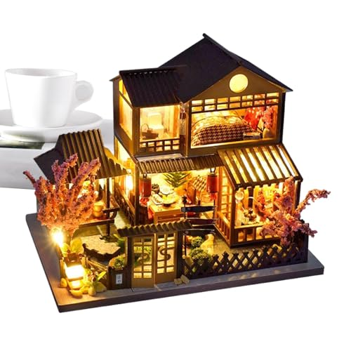 Modellhaus-Bausatz, Modellhaus-Bauset – mit LED-Licht, Miniatur-Villa, Bausteine für Bibliotheksnacht, Weihnachten, Kinder, Männer, Frauen von Generisch