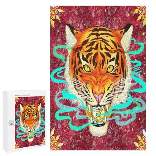 Mondtiger-Puzzle, 1000 Teile, Festival-Geschenk-Set, symbolisiert Stärke und Glück in der chinesischen Tradition von Generisch
