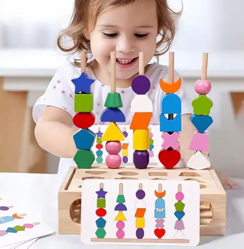 Montessori Geometrische Sortierspiel, Holz Steckspiel mit Musterkarten, Lernspielzeug für Kinder Montessori Geometrische Sortierspiel, Holz Steckspiel mit Musterkarten, Lernspielzeug für Kinder von Generisch