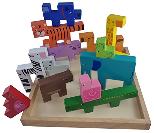 Montessori Holzspielzeug Holz-Puzzle 3D-Tiere Lernpuzzle Logisches Denken Geschenk Kinder 3 4 5 Jahre von Generisch