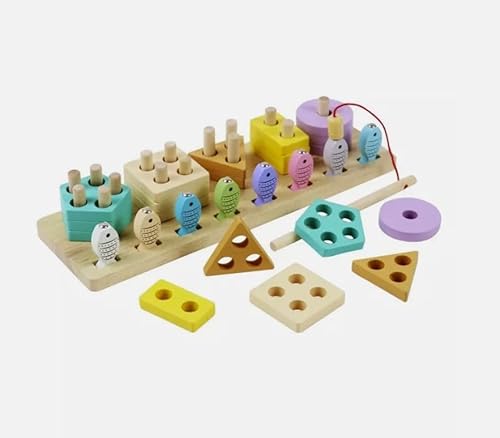 Montessori Holzspielzeug ab 3 Jahren – Magnetisches Angelspiel, Sortierspiel & Pyramide mit geometrischen Formen aus Holz – Lernspiel zur Förderung von Motorik, Farben & Formen Montessori Holzspielzeug ab 3 Jahren – Magnetisches Angelspiel, Sortierspiel & Pyramide mit geometrischen Formen aus Holz – Lernspiel zur Förderung von Motorik, Farben & Formen von Generisch