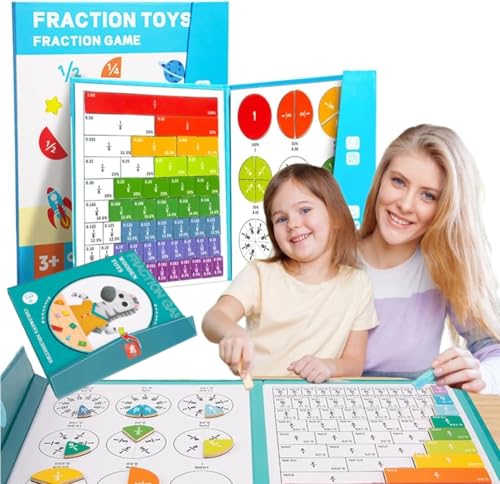 Montessori-Magnetbuch-Buch, Bruch-Puzzle, Bruchfliesen-Magnet-Lernset, multifunktionales Lehrwerkzeug für Jungen und Mädchen, 1 Set von Generisch
