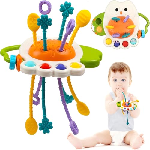 Montessori-Spielzeug, Silikon-Zugschnur-Aktivitätsspielzeug, sensorisches Spielzeug für Kleinkinder, Silikon-Beißring ernspielzeug sensorisches Babyspielzeug für 6–12 Monate Montessori-Spielzeug, Silikon-Zugschnur-Aktivitätsspielzeug, sensorisches Spielzeug für Kleinkinder, Silikon-Beißring ernspielzeug sensorisches Babyspielzeug für 6–12 Monate von Generisch