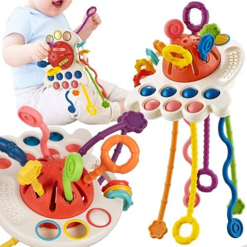 Montessori Spielzeug Pull String Spielzeug -Sensorisches Spielzeug für Babys, Reisespielzeug Frühe Entwicklung Spielzeug Feinmotorische Fähigkeiten Spielzeug Geschenk für Babys 18M+ von Generisch