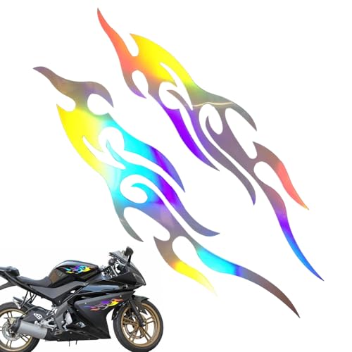 Motorrad Aufkleber - Flammenmuster Stylische Aufkleber | 2er-Set wasserdichte Embleme Für Gepäck Briefkasten Koffer Werkzeugkasten Golfwagen Boot von Generisch