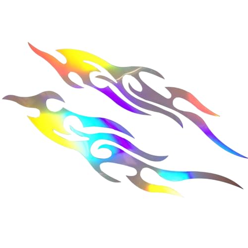 Motorrad Aufkleber Und Abziehbilder - Flammenmuster Stylische Aufkleber - 2er-Set wasserdichte Embleme Für Gepäck Briefkasten Koffer Werkzeugkasten Golfwagen Boot von Generisch