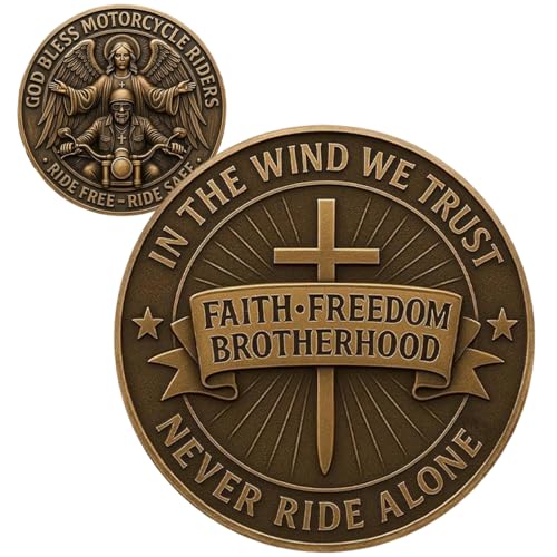 Motorrad-Segen-Münze, Freedom Rider Dream Souvenir – Outdoor-Reitschutz, Souvenir für lange Reisen, Damen, Herren, Motorradfahrer, Club-Mitglieder, Enthusiasten von Generisch