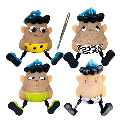Mr Plucky Toy - 4 Pack Hair Picking Fidget Toys, Polka Hair Pulling Disorder, Skin Plucking Fidget Sensory Toy, Pimple Popping Bauble with Tweezer, Trichotillomania Helps for An'xiety Relief for Kids von Generisch