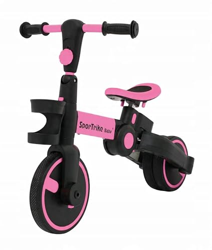 Multifunktionales 3in1-Kinderlaufrad mit Schiebestange, Freilauf, Gummirädern & Trinkhalter – verstellbar, sicher & komfortabel für kleine Entdecker ab 1 Jahr (Rosa) von Generisch