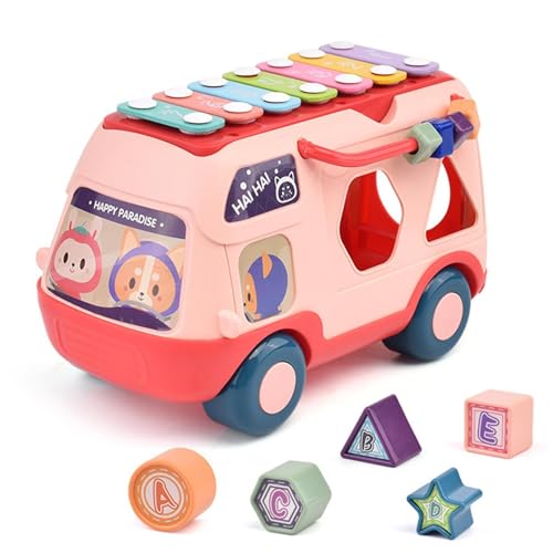Musical Bus Baby, Baby Percussion Toy | Klavier interaktives Musikspielzeug mit Musik/Licht - Frühe Bildung Puzzlegeschichte Maschine für 1-3 Vorschulgeschichte Erzählfahrzeug für Mädchen Musical Bus Baby, Baby Percussion Toy | Klavier interaktives Musikspielzeug mit Musik/Licht - Frühe Bildung Puzzlegeschichte Maschine für 1-3 Vorschulgeschichte Erzählfahrzeug für Mädchen von Generisch
