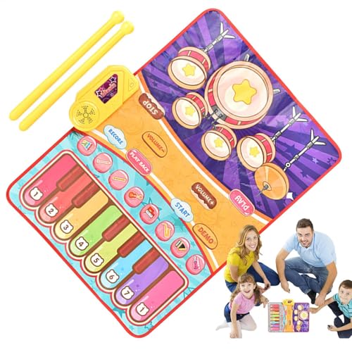 Musical Mat, Piano and Drum Set , Mat with 2 Sticks, 2 in 1 Musical Mat with 10 Songs, Early Learning Music Sensory Toys, Sensory Toy for Babies, Drum Set for Kids von Generisch
