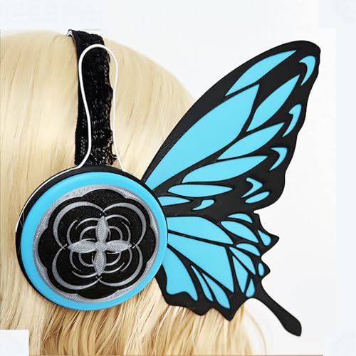 Musik-Cosplay-Requisiten, Kopfhörer, Haarnadel-Kopfbedeckung, Haarklammer, zukünftiges Kostüm, Kopfbedeckung, Kopfhörer, Haarschmuck, Musiksänger (Schmetterling, Blau) von Generisch