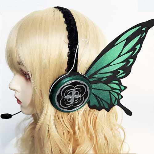 Musik-Cosplay-Requisiten, Kopfhörer, Haarnadel-Kopfbedeckung, Haarklammer, zukünftiges Kostüm, Kopfbedeckung, Kopfhörer, Haarschmuck, Musiksänger (Schmetterling, Grün) von Generisch
