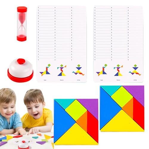 Musterblöcke, Tangram -Puzzle | Intelligenzprozesaw,rätsel blockiert Brain Teaser Logic STEM -Bildungsspiele für Partyzeiten im Klassenzimmer von Generisch