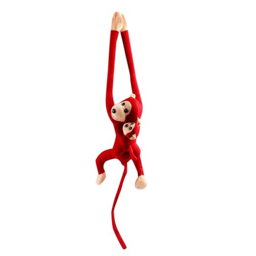 Mutter Kind süße Plüschtier AFFE Puppe Puppe Gibbon Kinder Geschenk Puppe Geschenk Kinderpuppe (Red, One Size) von Generisch