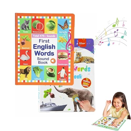 My First English Sound Toy, 470+ Words, 21 Themes, Fun English Sound, Colorful Illustrations, Alphabet Sound Book,Press to Learn Phonics (2 Stück) von Generisch