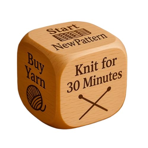 Näherin Entscheidungsstrickwürfel, 6-seitiges Design, 5 x 5 x 5 cm, Holz-Strickwürfel, gravierte Aufgabenwürfel, interaktives Werkzeug, für Freunde, Frauen, Näher, Familie, Mutter, Großmutter von Generisch