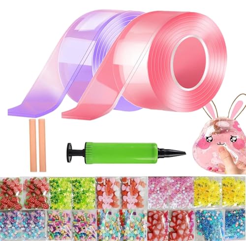 Nano Tape Bubbles Set DIY Bastelset Plastic Bubbles mit Doppelseitigem Klebeband Elastische Nano Klebebänder für Stressabbau Spaß Wiederverwendbar Geschenk für Jungen Mädchen (Purple, One Size) von Generisch