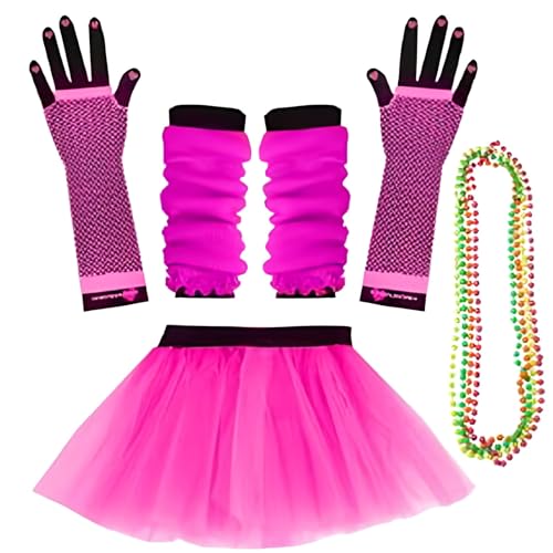 Neon Netz Shirt 10Tgl. 80er Jahre Outfit Accessoires Haarreif Halskette Handschuhe Beinstulpen 80er Kostüm Accessoires Karneval Cosplay Party Schweißbänder Pink Tüllrock Silber Mit Lichterkette Neon Netz Shirt 10Tgl. 80er Jahre Outfit Accessoires Haarreif Halskette Handschuhe Beinstulpen 80er Kostüm Accessoires Karneval Cosplay Party Schweißbänder Pink Tüllrock Silber Mit Lichterkette von Generisch