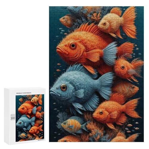 Niedliche Fische schwimmen im Ozean. 300 Teile Tierpuzzle aus Holz, klassisches Puzzle für Erwachsene Niedliche Fische schwimmen im Ozean. 300 Teile Tierpuzzle aus Holz, klassisches Puzzle für Erwachsene von Generisch