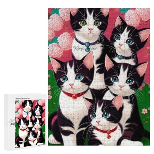 Niedliche Kätzchen vor einem Kirschblütenbaum, 500 Teile Tier, klassisches Holzpuzzle für Erwachsene Niedliche Kätzchen vor einem Kirschblütenbaum, 500 Teile Tier, klassisches Holzpuzzle für Erwachsene von Generisch