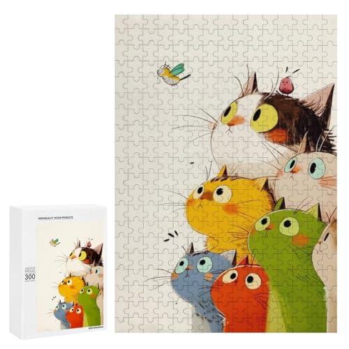 Niedliche Katzen, die einen Vogel vorbeifliegen, 300 Teile, klassisches Holzpuzzle für Erwachsene Niedliche Katzen, die einen Vogel vorbeifliegen, 300 Teile, klassisches Holzpuzzle für Erwachsene von Generisch