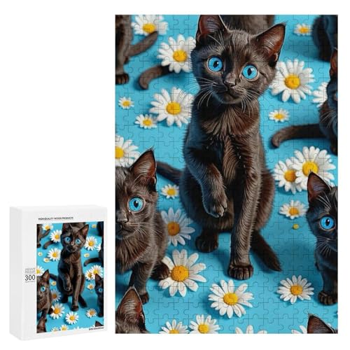Niedliche Katzen umgeben von Gänseblümchen auf blauem Hintergrund. 300 Teile Tierpuzzle aus Holz, klassisches Holzpuzzle für Erwachsene Niedliche Katzen umgeben von Gänseblümchen auf blauem Hintergrund. 300 Teile Tierpuzzle aus Holz, klassisches Holzpuzzle für Erwachsene von Generisch