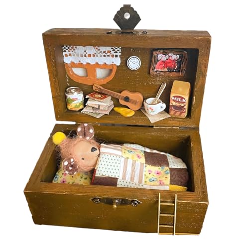 Niedliches Haustier-Puppenhaus, Tier-Puppe, Miniatur-Paradies mit einer Vielzahl von kleinen Gegenständen, handgefertigtes Haustier-Puppenhaus, Heimdekoration, gemütliches Design-Puppen-Set, Geschenk von Generisch