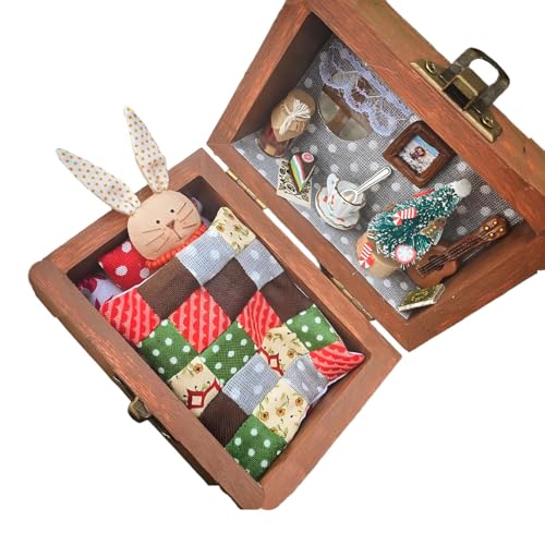 Niedliches Haustier-Puppenhaus, Tier-Puppe, Miniatur-Paradies mit einer Vielzahl von kleinen Gegenständen, handgefertigtes Haustier-Puppenhaus, Heimdekoration, gemütliches Design-Puppen-Set, Geschenk von Generisch