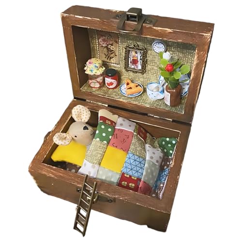 Niedliches Haustier-Puppenhaus, Tier-Puppe, Miniatur-Paradies mit einer Vielzahl von kleinen Gegenständen, handgefertigtes Haustier-Puppenhaus, Heimdekoration, gemütliches Design-Puppen-Set, Geschenk von Generisch