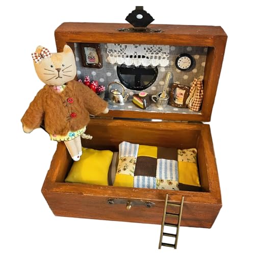 Niedliches Haustier-Puppenhaus, Tier-Puppe, Miniatur-Paradies mit einer Vielzahl von kleinen Gegenständen, handgefertigtes Haustier-Puppenhaus, Heimdekoration, gemütliches Design-Puppen-Set, Geschenk von Generisch