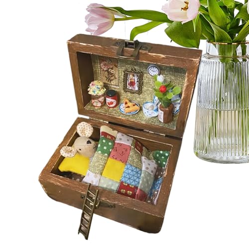 Niedliches Haustier-Puppenhaus, Tiere in Boxen, ideal für Miniatur-Bastelarbeiten, perfektes Deko-Set für Projekte von Generisch