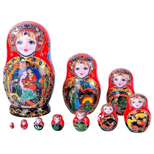 Nistpuppen – Russische Nesting-Puppen | Holzstapeln, handgefertigte Puppen, Puppen-Set, 10-lagige russische Nesting-Puppen, Figuren, Dekorationen für Kinder, Weihnachtszimmer-Dekoration Nistpuppen – Russische Nesting-Puppen | Holzstapeln, handgefertigte Puppen, Puppen-Set, 10-lagige russische Nesting-Puppen, Figuren, Dekorationen für Kinder, Weihnachtszimmer-Dekoration von Generisch
