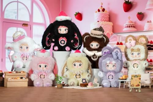 Nommi Blind Box Plüsch-Schlüsselanhänger Puppe | Sweet Bite Series – Bauchfenster zum Öffnen & Mini-Treat entnehmbar, drehbare Beine, gläserne Augen | 6 Designs + 1 Geheimfigur Blind Box Nommi von Generisch