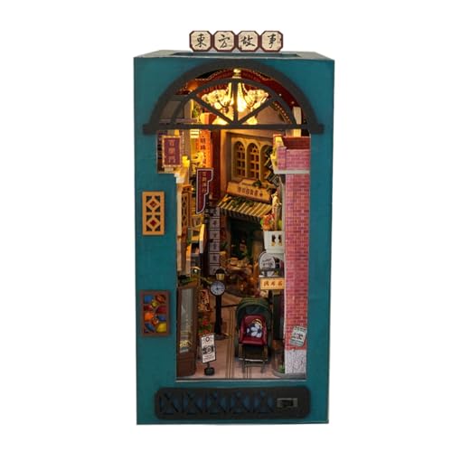 Nook Miniature NOOK Kit - Nook Book Miniature Kits Insert Kit auf Retro Bücherregal | Bücherregal Einsatz Dekorationen Kunsthandwerk Bausätze Puzzle Booknook book shelf decoration von Generisch