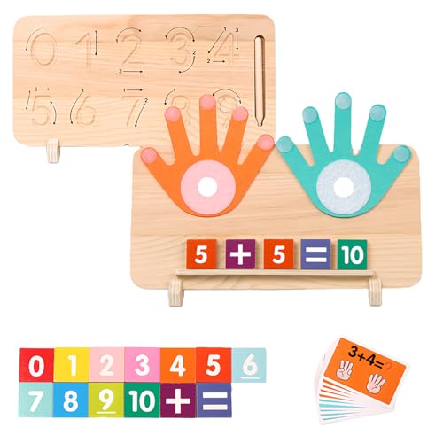 Number Counting Blocks, Preschool Learning Toys for Toddlers 3+ Years, Educational Numbers Block for Kids,Double-Sided Finger Counting & Number Tracing Board for Learning Countings (B-Double-sided) von Generisch