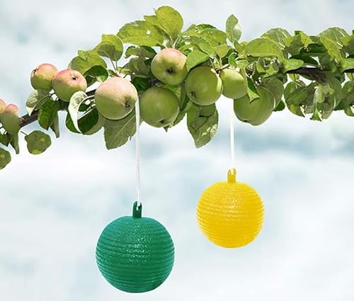 Obstbaum-Fliegenball aus PP-Material – sicher und ungiftig, geeignet für die allgemeine Schädlingsbekämpfung in Gärten und Bauernhöfen, ergänzt durch dekorative Funktionen (gelb + grün) von Generisch