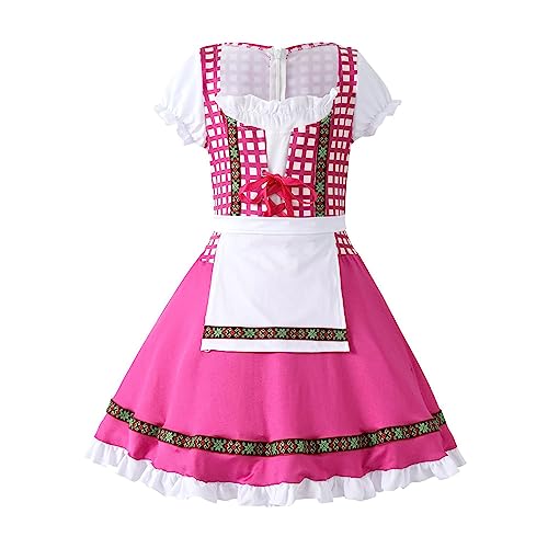 Oktoberfest-Bier-Kinder-Kostüm, traditionelles deutsches Fraulein-Dirndlkleid, Kinderkleid für Mädchen, kleine Mädchen, Gürtel für Kleid (Rosa, 2-4 Jahre) von Generisch