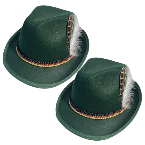 Oktoberfest Filzhut mit Feder - 2 Stück Hut Wiesn | Trachtenhut Herren Damen | Bayerischer Hut | Trachtenhut Filz mit Kordel & Deko | Bierfest Hat für Volksfest Karneval Bühne Kostüm Accessoire Oktoberfest Filzhut mit Feder - 2 Stück Hut Wiesn | Trachtenhut Herren Damen | Bayerischer Hut | Trachtenhut Filz mit Kordel & Deko | Bierfest Hat für Volksfest Karneval Bühne Kostüm Accessoire von Generisch