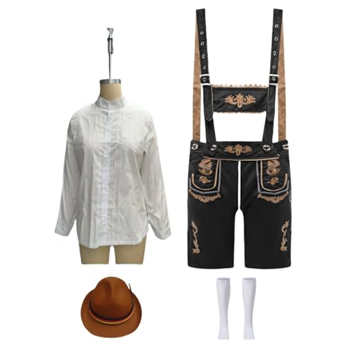 Oktoberfest Herren Outfit Deutsch Bayern Oktoberfest Kostüm Herren Bayerische Kleidung Set mit Abnehmbarem Hemden Bayerischen Filzhüte Oktoberfest Herren Outfit Deutsch Bayern Oktoberfest Kostüm Herren Bayerische Kleidung Set mit Abnehmbarem Hemden Bayerischen Filzhüte von Generisch