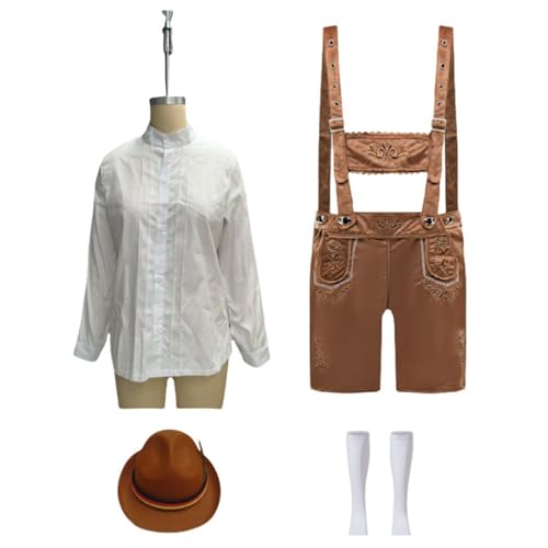 Oktoberfest Herren Outfit Deutsch Bayern Oktoberfest Kostüm Herren Bayerische Kleidung Set mit Abnehmbarem Hemden Bayerischen Filzhüte Oktoberfest Herren Outfit Deutsch Bayern Oktoberfest Kostüm Herren Bayerische Kleidung Set mit Abnehmbarem Hemden Bayerischen Filzhüte von Generisch