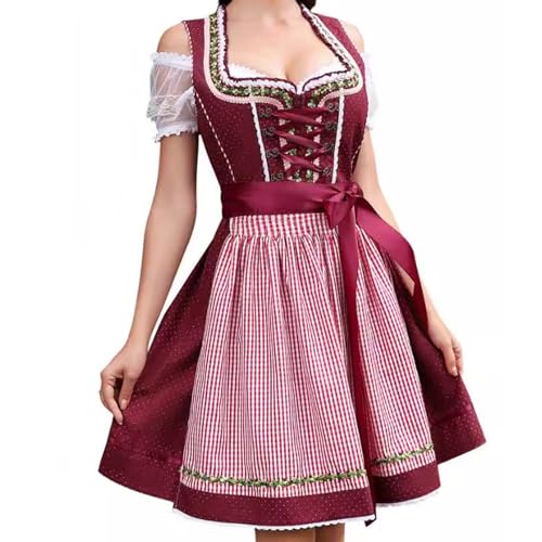 Oktoberfest-Outfit für Damen, bayrisches Bier, traditioneller Puff, kurzärmeliges Halloween-Kostüm für Damen, Fasching, Erwachsenenkostüm Oktoberfest-Outfit für Damen, bayrisches Bier, traditioneller Puff, kurzärmeliges Halloween-Kostüm für Damen, Fasching, Erwachsenenkostüm von Generisch