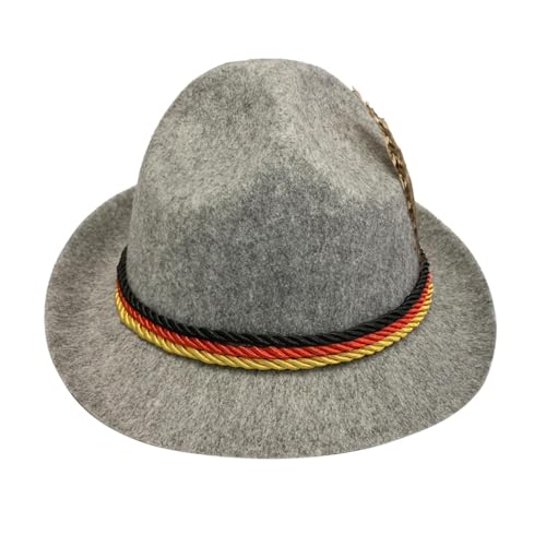 Oktoberfest hut mit Feder, Hut Wiesn für Oktoberfestparty, Trachtenhut für Damen & Herren, für Bierfest, Festival, Karneval oder Mottoparty (Grau) von Generisch