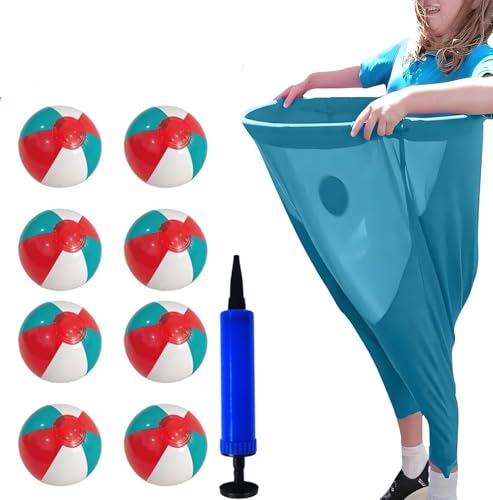 Oma-Hosen-Gartenspiel, lustiges riesiges dehnbares Oma-Hosen-Outdoor-Spielset mit 8 Hüpfbällen + 1 Inflator, ideal für Familienfeiern und Gartenspiele für Erwachsene, großes, lässiges Outdoor-Wurfspie von Generisch