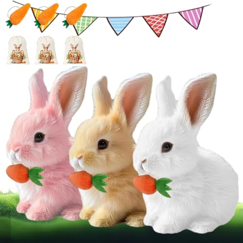 Orkenn Bunnypal, Lifweb Bunny Pal, Hüpfendes Fanyil BunnyPal Erfahrungen, Mein Realistisches Kaninchen Spielzeug, Interaktives Kaninchenspielzeug My Realistic Bunny Toy Hasenroboter (3 Stück A) von Generisch